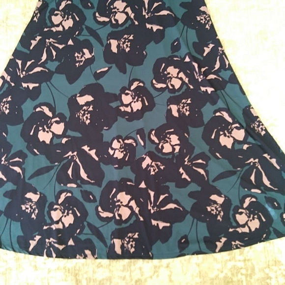 Du Jour Floral Faux Wrap Knit Maxi Dress Plus XLP Teal Pink - Picture 10 of 16